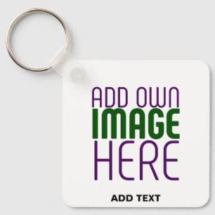 MODERN EDITABLE SIMPLE WHITE IMAGE TEXT TEMPLATE KEYCHAIN