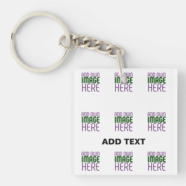 MODERN EDITABLE SIMPLE WHITE IMAGE TEXT TEMPLATE KEYCHAIN (Front)