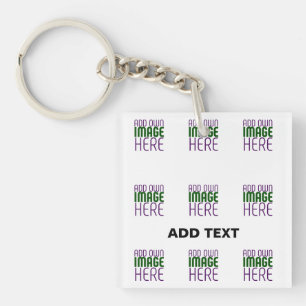 MODERN EDITABLE SIMPLE WHITE IMAGE TEXT TEMPLATE KEYCHAIN
