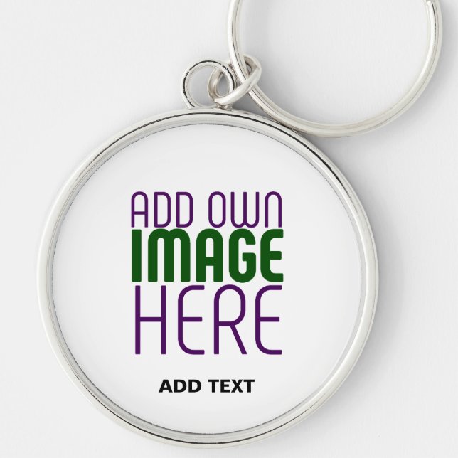 MODERN EDITABLE SIMPLE WHITE IMAGE TEXT TEMPLATE KEYCHAIN (Front)