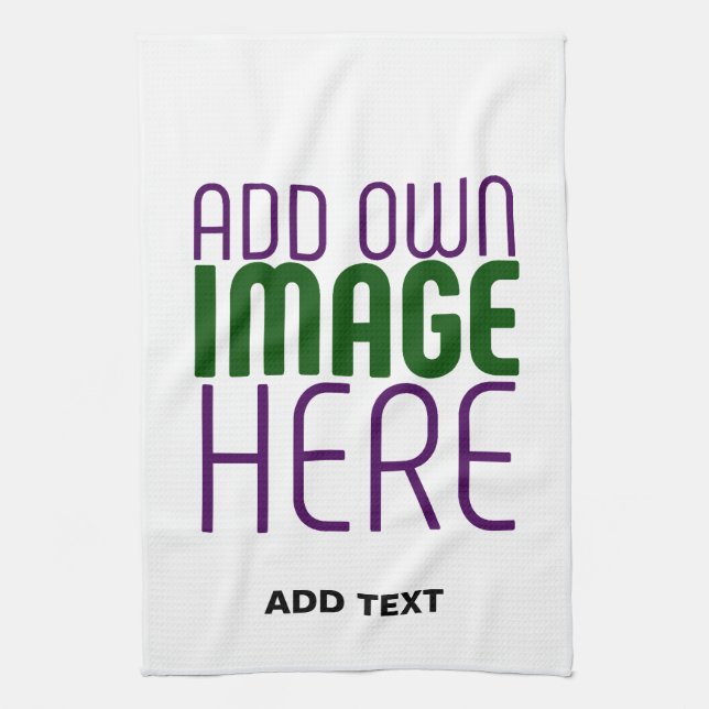 MODERN EDITABLE SIMPLE WHITE IMAGE TEXT TEMPLATE KITCHEN TOWEL (Vertical)