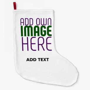MODERN EDITABLE SIMPLE WHITE IMAGE TEXT TEMPLATE LARGE CHRISTMAS STOCKING
