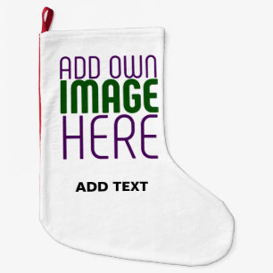 MODERN EDITABLE SIMPLE WHITE IMAGE TEXT TEMPLATE LARGE CHRISTMAS STOCKING