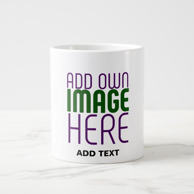 MODERN EDITABLE SIMPLE WHITE IMAGE TEXT TEMPLATE LARGE COFFEE MUG (Front)