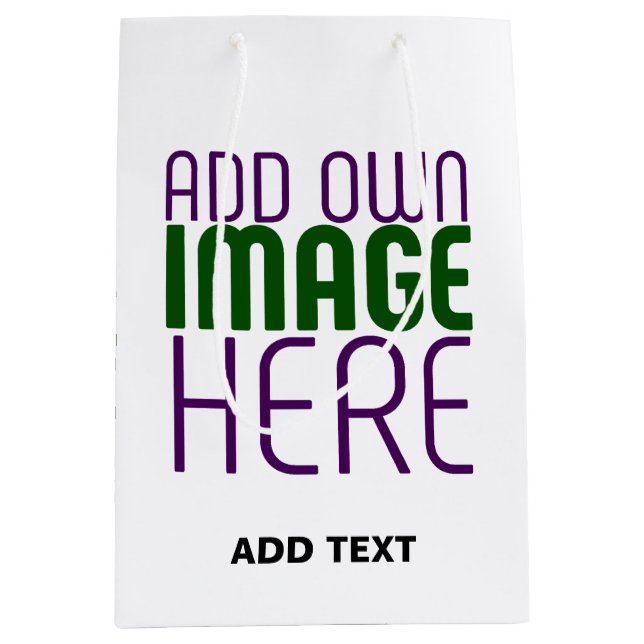 MODERN EDITABLE SIMPLE WHITE IMAGE TEXT TEMPLATE MEDIUM GIFT BAG (Front)