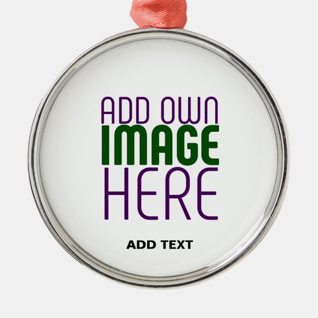  MODERN EDITABLE SIMPLE WHITE IMAGE TEXT TEMPLATE METAL ORNAMENT (Front)
