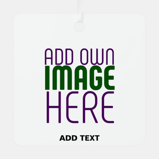  MODERN EDITABLE SIMPLE WHITE IMAGE TEXT TEMPLATE METAL ORNAMENT (Front)