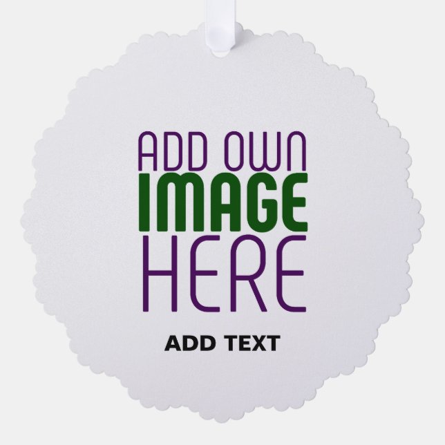MODERN EDITABLE SIMPLE WHITE IMAGE TEXT TEMPLATE ORNAMENT CARD (Front)