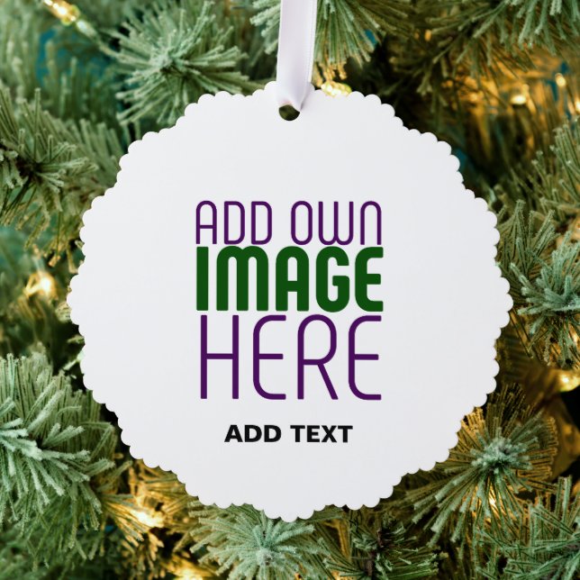MODERN EDITABLE SIMPLE WHITE IMAGE TEXT TEMPLATE ORNAMENT CARD (Insitu (Tree))