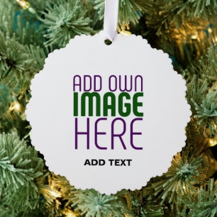 MODERN EDITABLE SIMPLE WHITE IMAGE TEXT TEMPLATE ORNAMENT CARD
