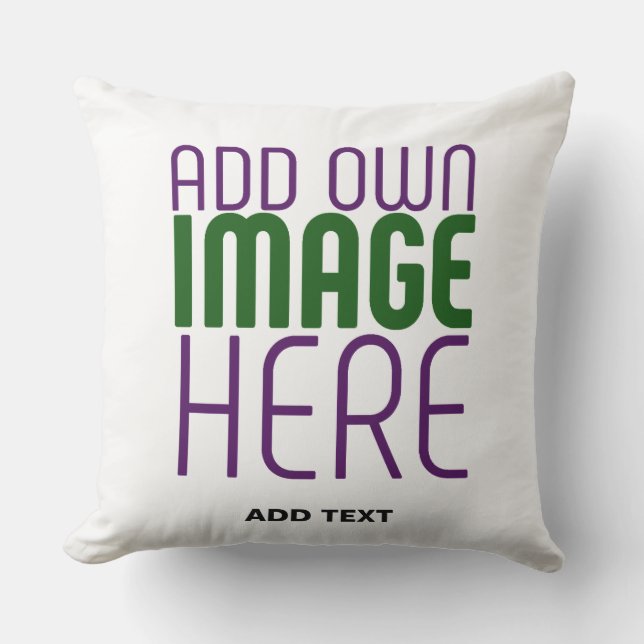 MODERN EDITABLE SIMPLE WHITE IMAGE TEXT TEMPLATE OUTDOOR PILLOW (Front)
