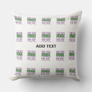 MODERN EDITABLE SIMPLE WHITE IMAGE TEXT TEMPLATE OUTDOOR PILLOW