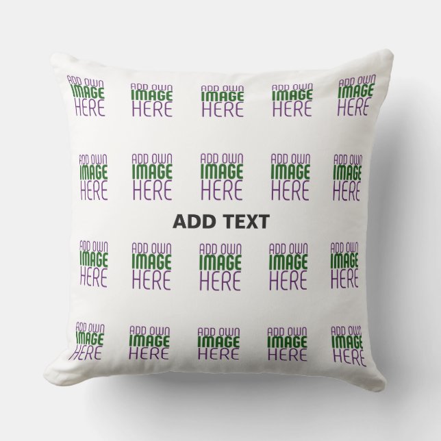 MODERN EDITABLE SIMPLE WHITE IMAGE TEXT TEMPLATE OUTDOOR PILLOW (Front)