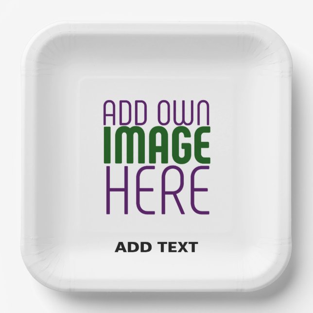 MODERN EDITABLE SIMPLE WHITE IMAGE TEXT TEMPLATE PAPER PLATE (Front)