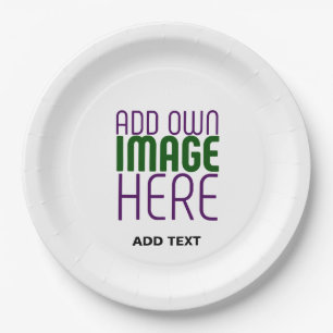 MODERN EDITABLE SIMPLE WHITE IMAGE TEXT TEMPLATE PAPER PLATE