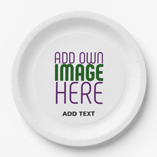 MODERN EDITABLE SIMPLE WHITE IMAGE TEXT TEMPLATE PAPER PLATE (Front)