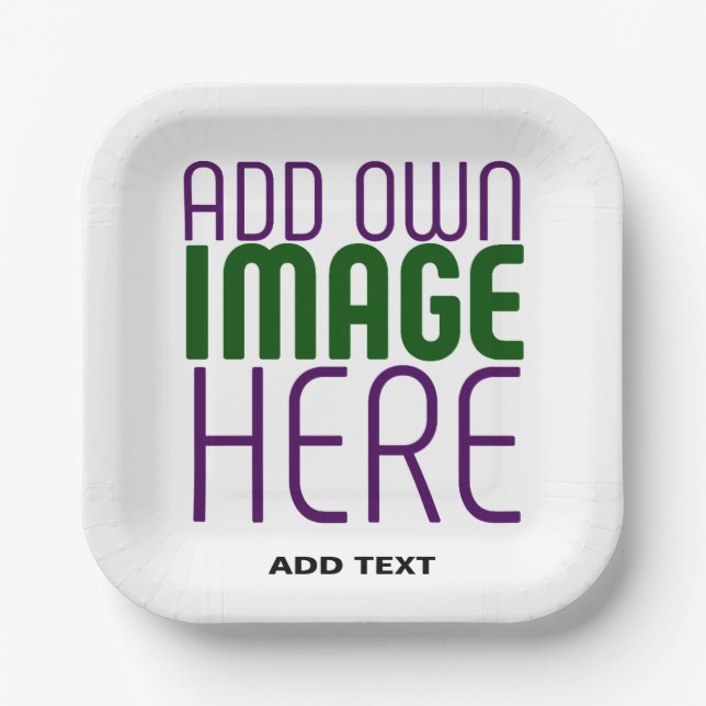 MODERN EDITABLE SIMPLE WHITE IMAGE TEXT TEMPLATE PAPER PLATE (Front)