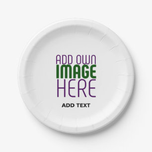 MODERN EDITABLE SIMPLE WHITE IMAGE TEXT TEMPLATE PAPER PLATE