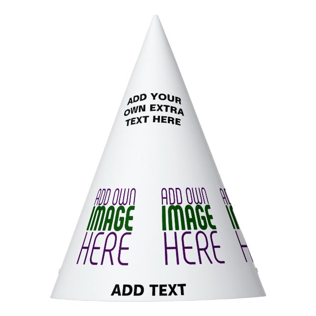 MODERN EDITABLE SIMPLE WHITE IMAGE TEXT TEMPLATE PARTY HAT (Front)