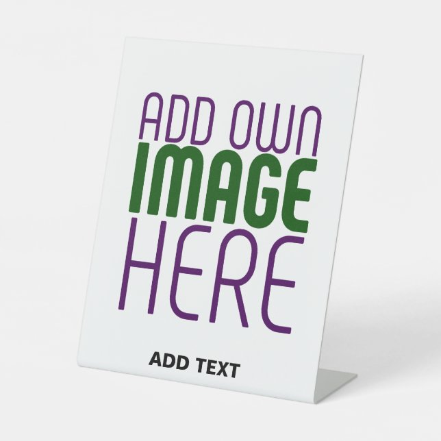 MODERN EDITABLE SIMPLE WHITE IMAGE TEXT TEMPLATE PEDESTAL SIGN (Front)