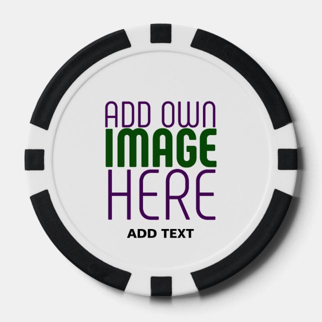 MODERN EDITABLE SIMPLE WHITE IMAGE TEXT TEMPLATE POKER CHIPS (Front)