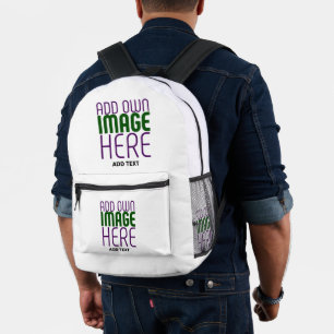 MODERN EDITABLE SIMPLE WHITE IMAGE TEXT TEMPLATE PRINTED BACKPACK