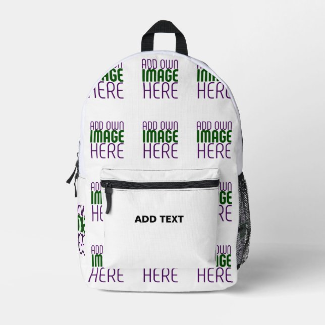 MODERN EDITABLE SIMPLE WHITE IMAGE TEXT TEMPLATE PRINTED BACKPACK (Front)