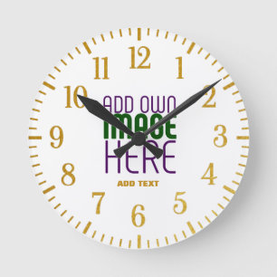 MODERN EDITABLE SIMPLE WHITE IMAGE TEXT TEMPLATE ROUND CLOCK