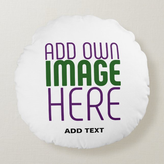 MODERN EDITABLE SIMPLE WHITE IMAGE TEXT TEMPLATE ROUND PILLOW (Front)