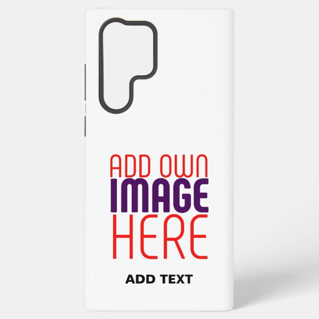 MODERN EDITABLE SIMPLE WHITE IMAGE TEXT TEMPLATE SAMSUNG GALAXY S22 ULTRA CASE (Back)