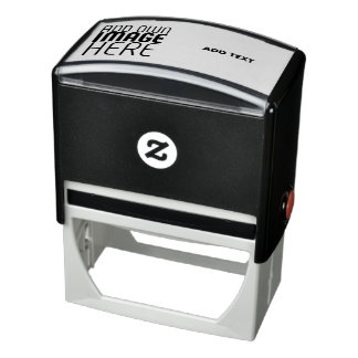 MODERN EDITABLE SIMPLE WHITE IMAGE TEXT TEMPLATE SELF-INKING STAMP
