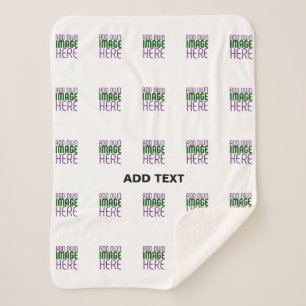 MODERN EDITABLE SIMPLE WHITE IMAGE TEXT TEMPLATE SHERPA BLANKET