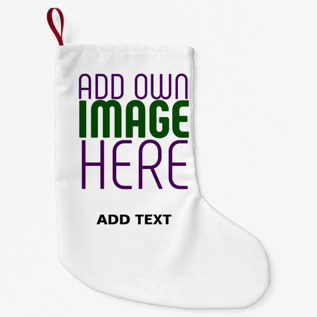  MODERN EDITABLE SIMPLE WHITE IMAGE TEXT TEMPLATE SMALL CHRISTMAS STOCKING (Front)