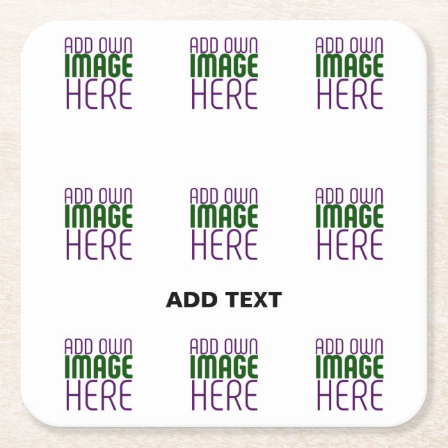MODERN EDITABLE SIMPLE WHITE IMAGE TEXT TEMPLATE SQUARE PAPER COASTER (Front)