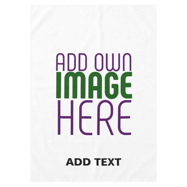 MODERN EDITABLE SIMPLE WHITE IMAGE TEXT TEMPLATE TABLECLOTH (Front)