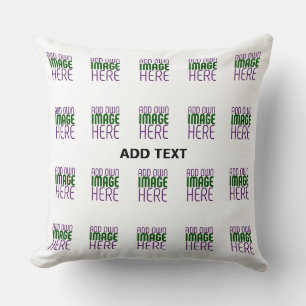 MODERN EDITABLE SIMPLE WHITE IMAGE TEXT TEMPLATE THROW PILLOW