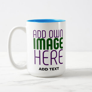 MODERN EDITABLE SIMPLE WHITE IMAGE TEXT TEMPLATE Two-Tone COFFEE MUG