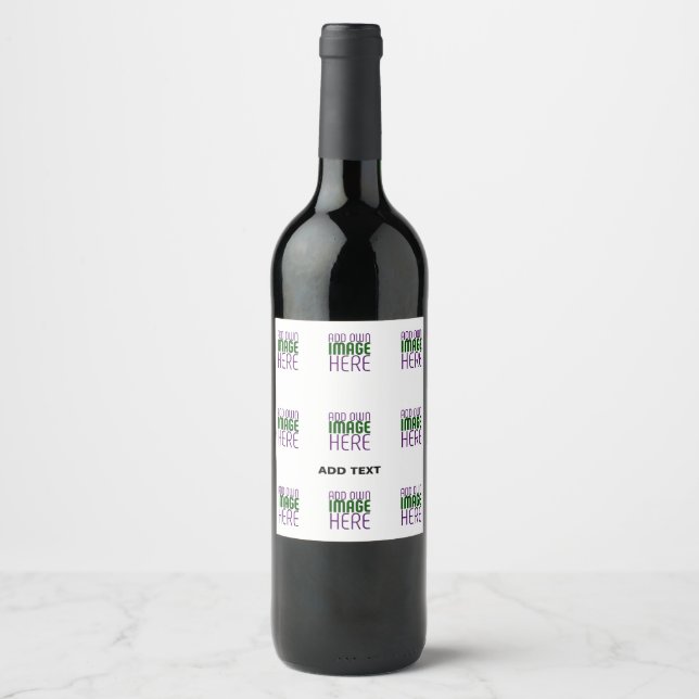 MODERN EDITABLE SIMPLE WHITE IMAGE TEXT TEMPLATE WINE LABEL (Front)