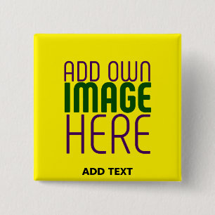 MODERN EDITABLE SIMPLE YELLOW IMAGE TEXT TEMPLATE 2 INCH SQUARE BUTTON