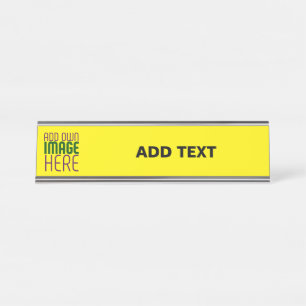 MODERN EDITABLE SIMPLE YELLOW IMAGE TEXT TEMPLATE DESK NAME PLATE