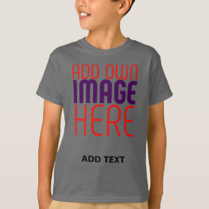 MODERN EDITABLE SMOKE GREY IMAGE TEXT TEMPLATE T-Shirt