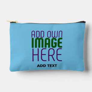 MODERN EDITABLE SWAG SKY BLUE IMAGE TEXT TEMPLATE ACCESSORY POUCH