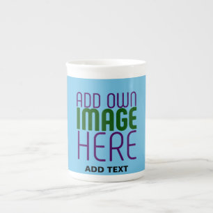 MODERN EDITABLE SWAG SKY BLUE IMAGE TEXT TEMPLATE BONE CHINA MUG