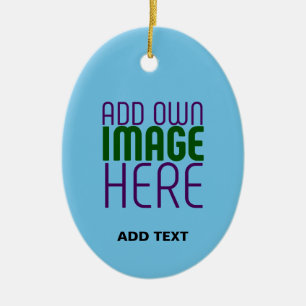 MODERN EDITABLE SWAG SKY BLUE IMAGE TEXT TEMPLATE CERAMIC ORNAMENT