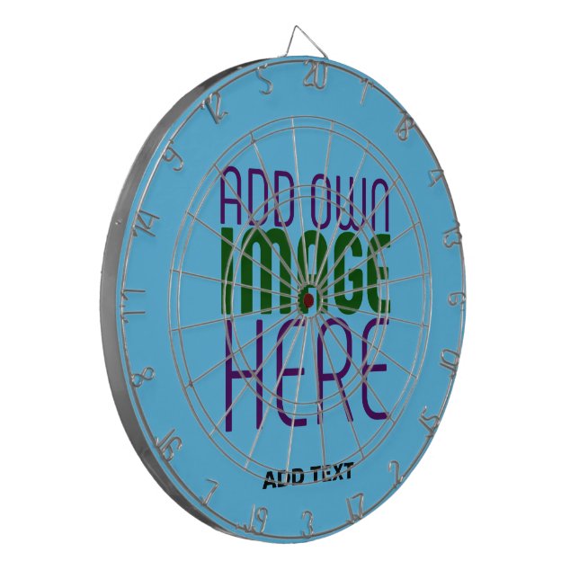 MODERN EDITABLE SWAG SKY BLUE IMAGE TEXT TEMPLATE DARTBOARD (Front Left)