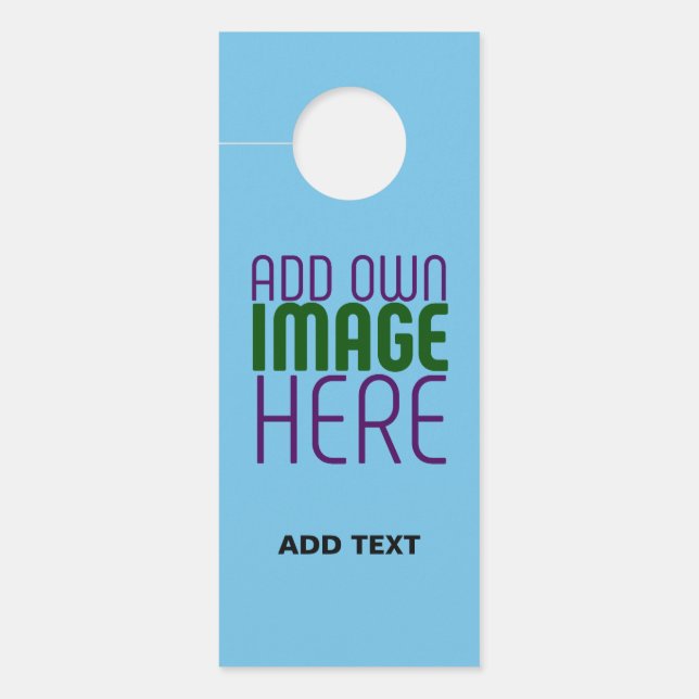 MODERN EDITABLE SWAG SKY BLUE IMAGE TEXT TEMPLATE DOOR HANGER (Front)