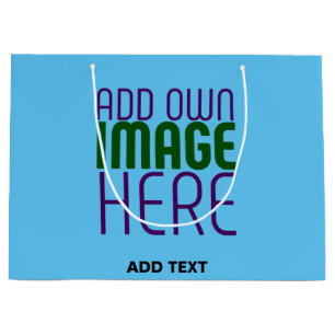 MODERN EDITABLE SWAG SKY BLUE IMAGE TEXT TEMPLATE LARGE GIFT BAG