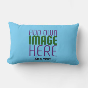 MODERN EDITABLE SWAG SKY BLUE IMAGE TEXT TEMPLATE LUMBAR PILLOW