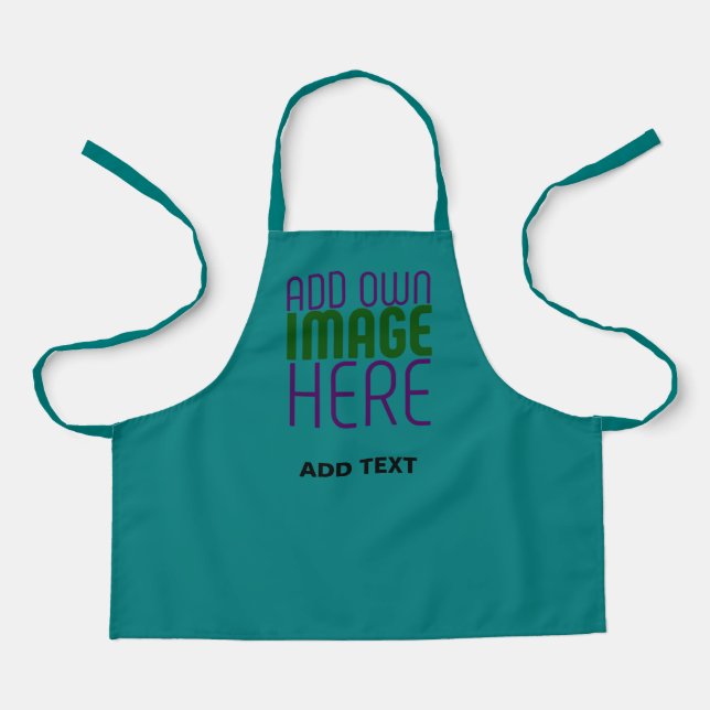 MODERN EDITABLE TEAL GREEN IMAGE TEXT TEMPLATE APRON (Front)
