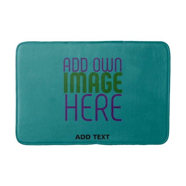 MODERN EDITABLE TEAL GREEN IMAGE TEXT TEMPLATE BATH MAT (Front)